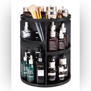 360 Rotating Large Black Makeup Organizer Caddy